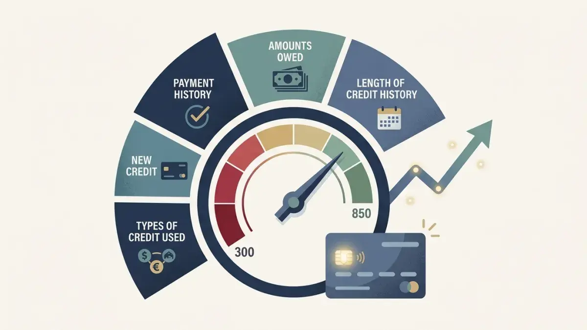 How a credit score is calculated from five weighted factors